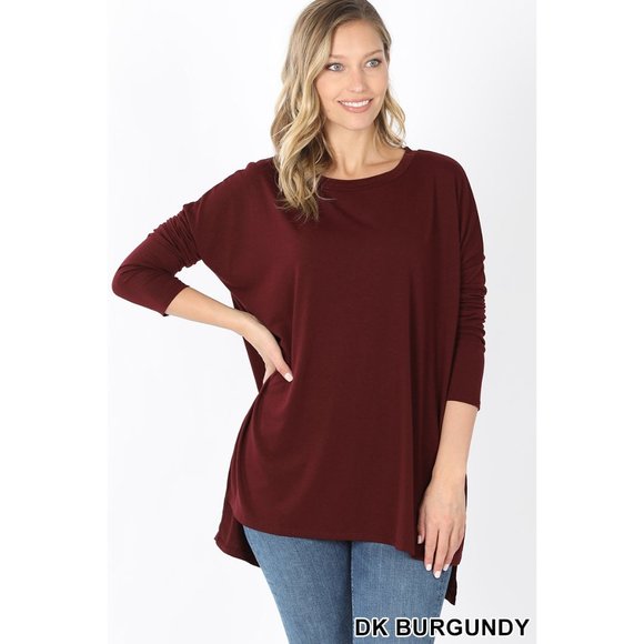 Zenana Dark BurgundyCozy At Home Top - Picture 2 of 5